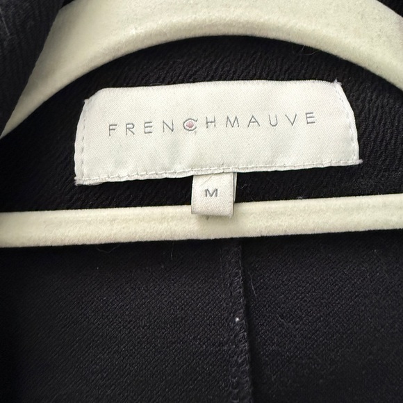 French Mauve Black Open Front Shawl Collar Blazer - Size M - Picture 2 of 8